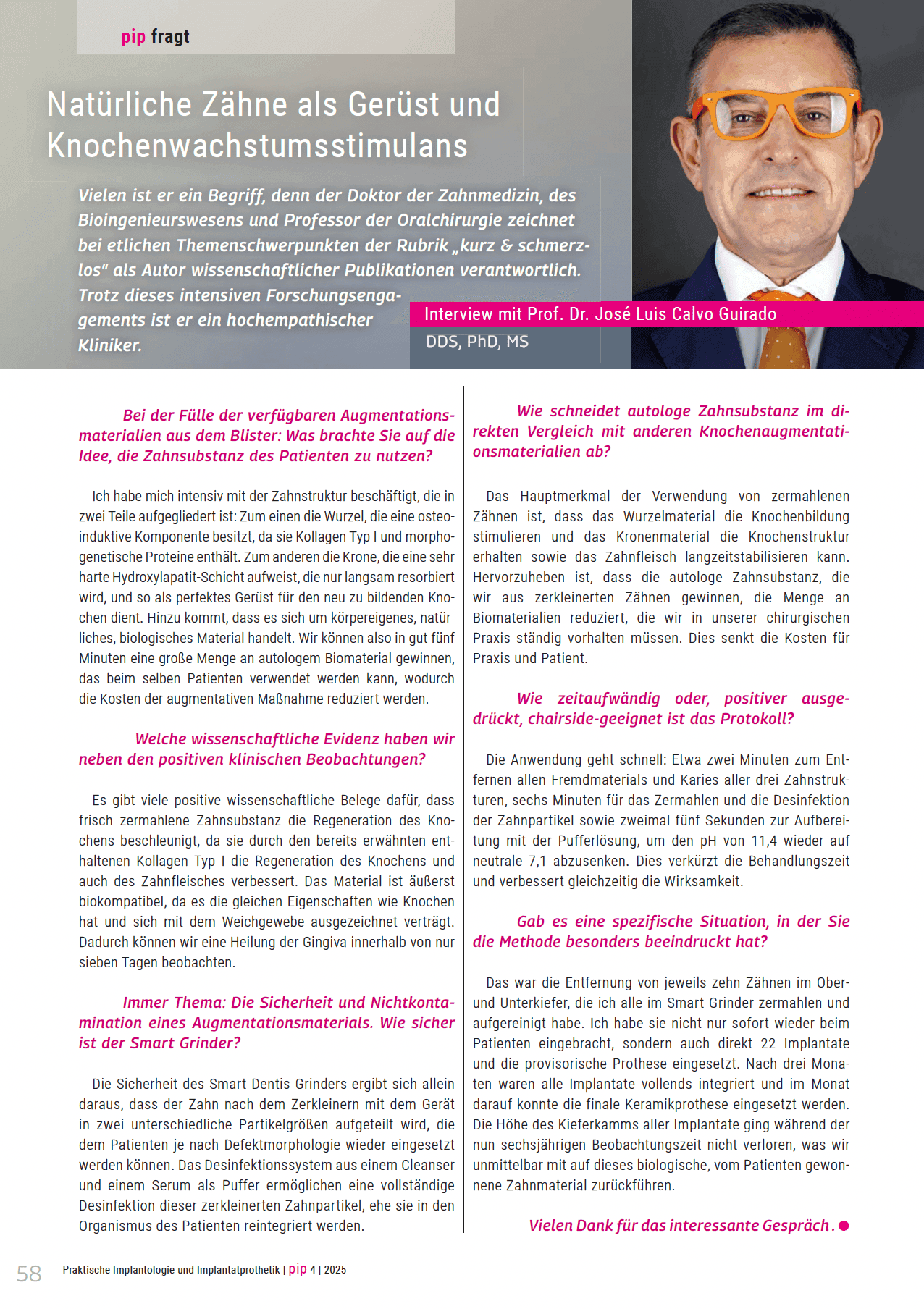 Natürliche Zähne als Gerüst und Knochenwachstumsstimulans