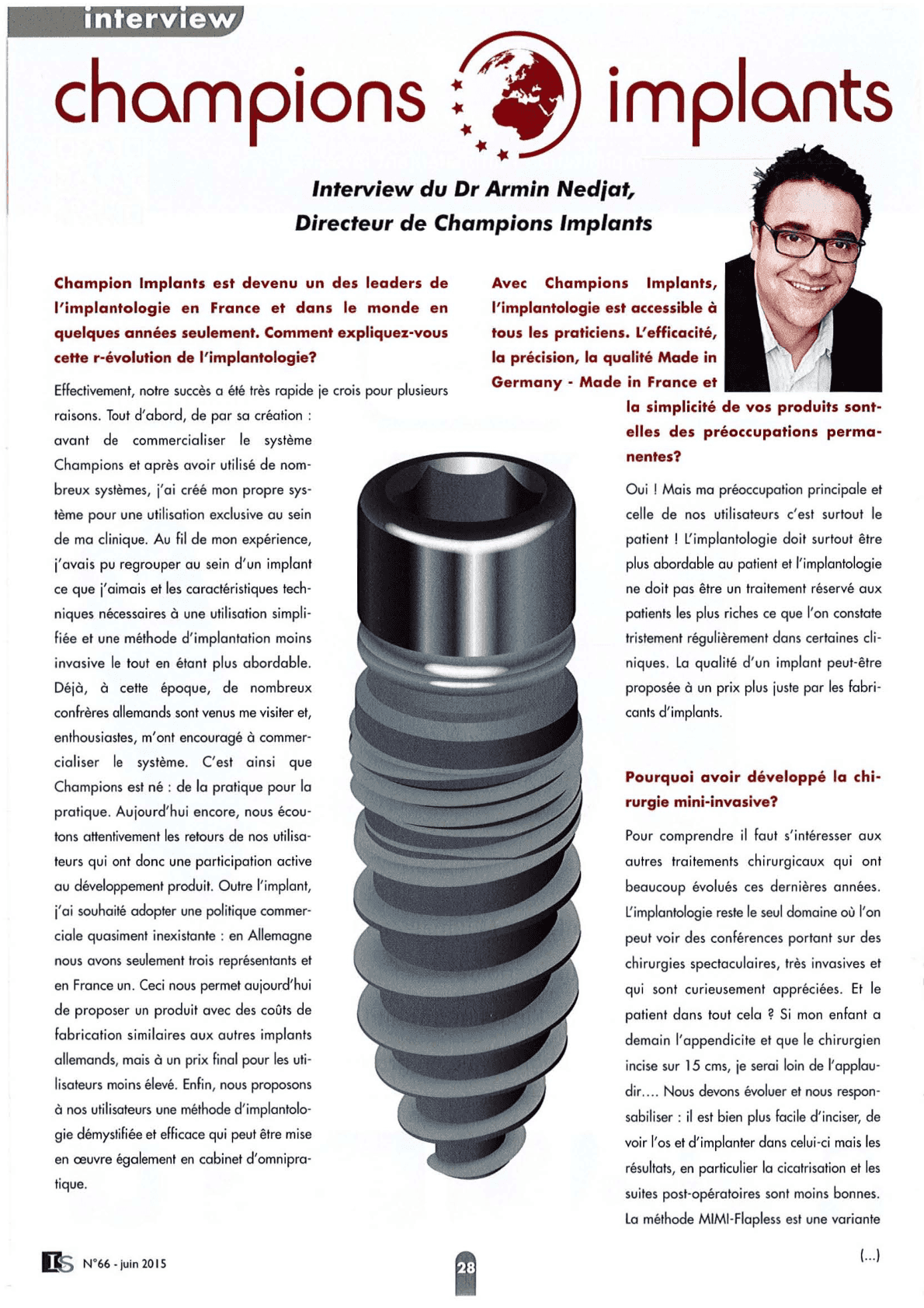 Interview du Dr Armin Nedjat, Directeur de Champions Implants
