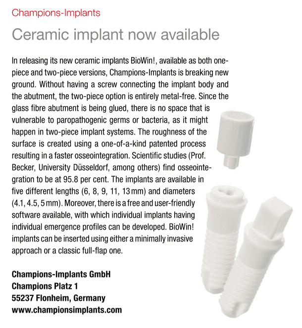 Ceramic implant now available