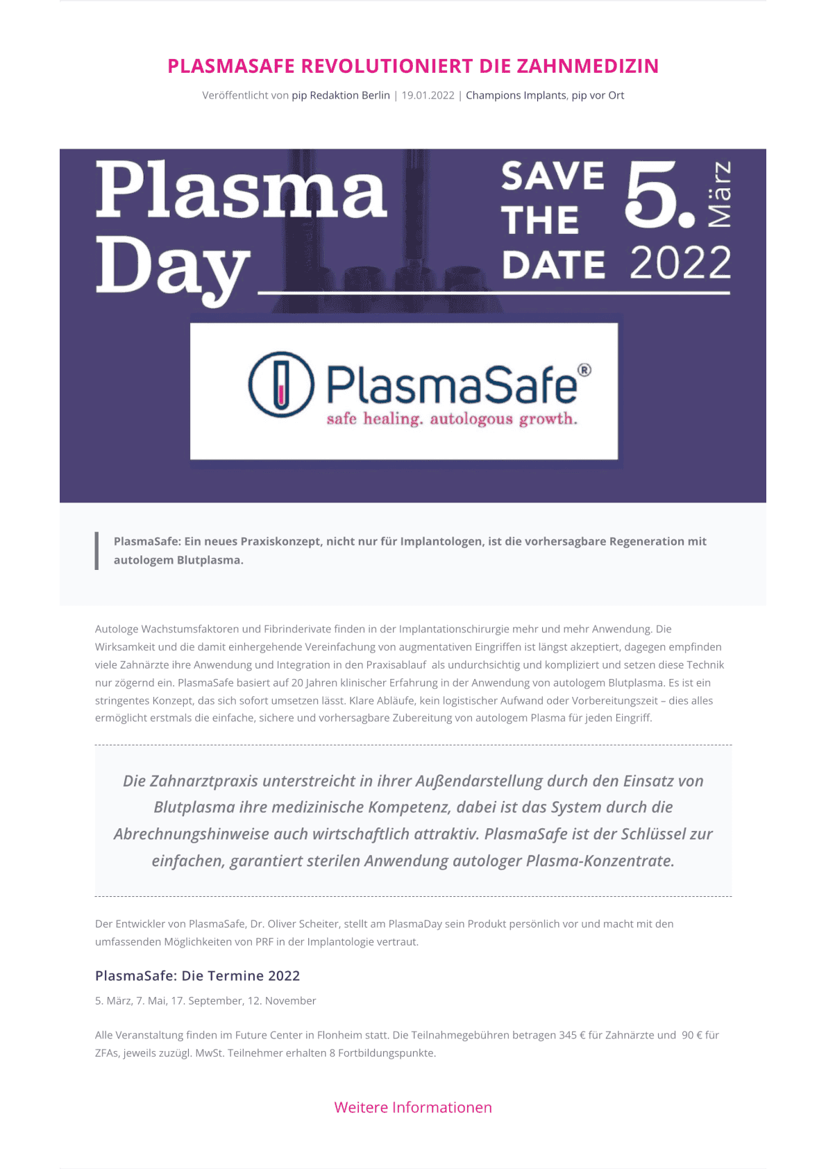 PlasmaSafe® revolutioniert die Zahnmedizin