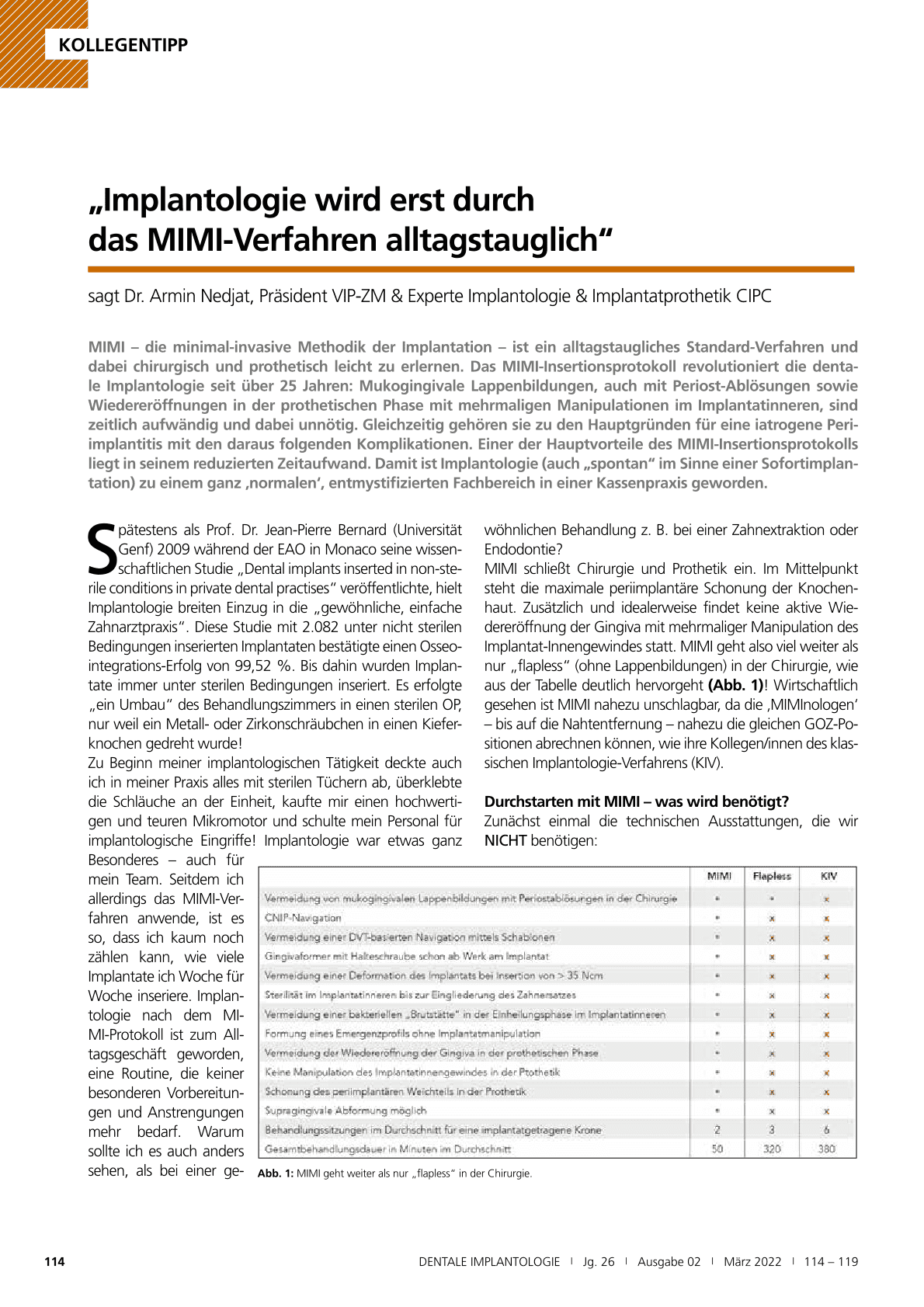 „Implantologie wird erst durch
das MIMI-Verfahren alltagstauglich“