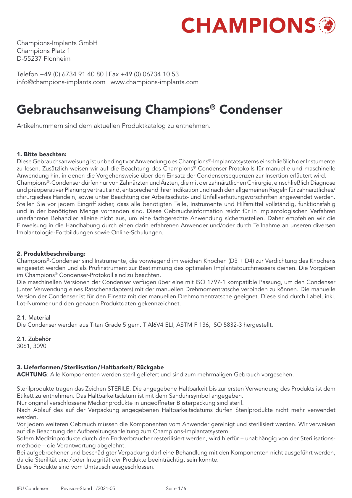 Champions® Condenser