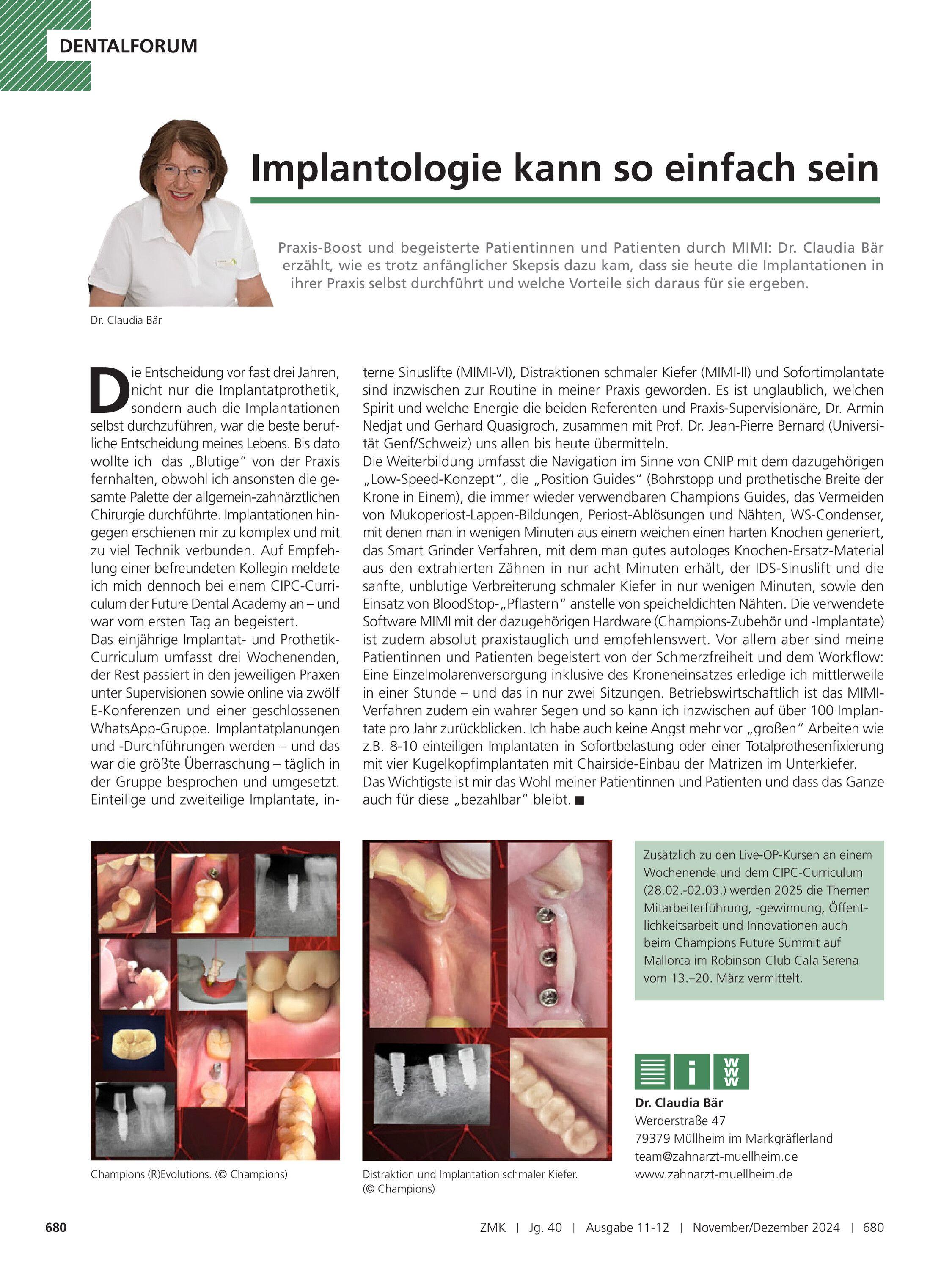 lmplantologie kann so einfach sein - Dr. Claudia Bär